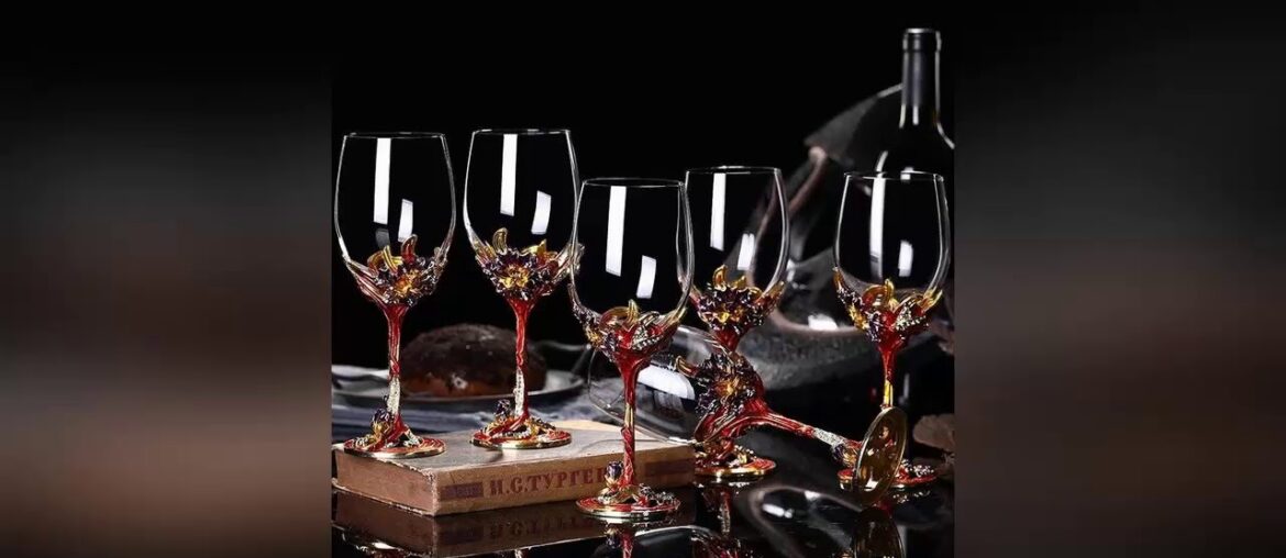 Review 2pcs Gift Box Enamel Wine Glass Goblet Glass Crystal Glass Set High-End Wine Glass Wine Glas