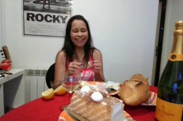 75 cm long bread , 25, 2020 Xmas Lunch eating , Lyon France,