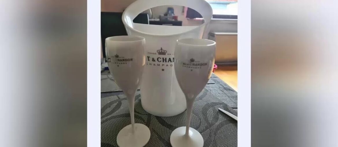 Unboxing 2glass+1bucket New Champagne Flutes Glasses Plastic Wine Cooler Glasses Dishwasher White A Unboxing 2glass+1bucket New Champagne Flutes Glasses Plastic Wine Cooler Glasses Dishwasher White A