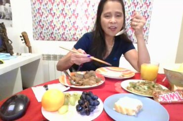 Its my life eating Alone , beef ,rice dessert juice , Kaon pa more, France .