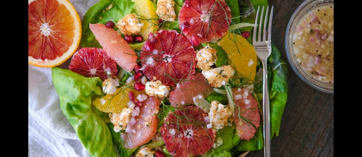Salad Recipe: HEALTHY Winter Citrus Salad with Goat Cheese Croutons by Everyday Gourmet with Blakely