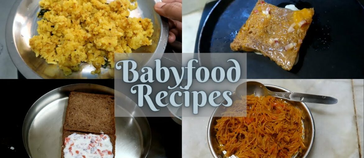 4 Easy Breakfast Recipes for 1 Year+ Baby || Poha, Vermicelli Upma, French Toast, Yogurt Sandwich
