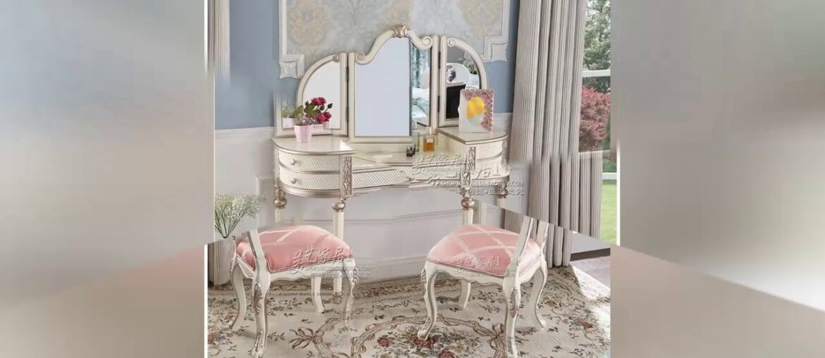 Buy European dressing table bedroom Princess luxury female French solid wood net red dressing table Buy European dressing table bedroom Princess luxury female French solid wood net red dressing table