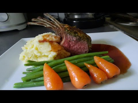 Almond crusted Rack of Lamb with cream mash Potato & French Beans & Baby carrot & Port wine jus Almond crusted Rack of Lamb with cream mash Potato & French Beans & Baby carrot & Port wine jus