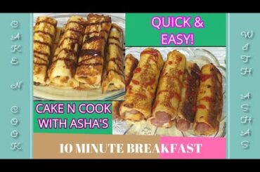 10 minutes breakfast|sausages bread roll|Nutella French roll|Snack time roll recipe by cake n cook