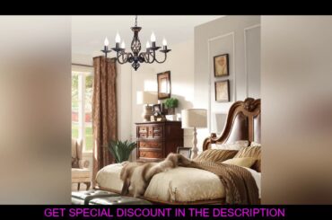 Rustic 6-lights Bronze French Country Chandelier Metal Vintage Country Lighting for Dining Room Liv