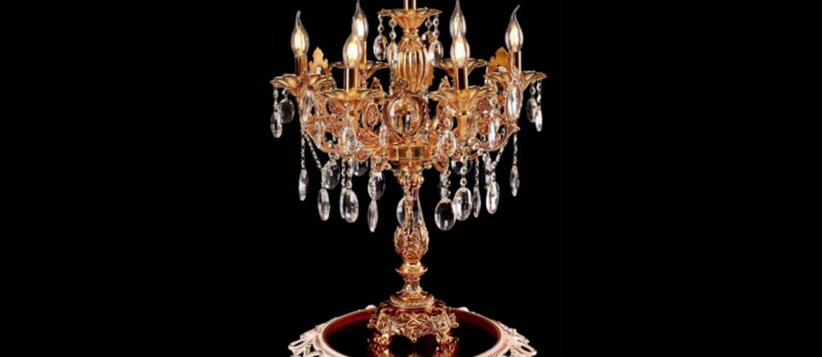 French Baroque Style Antique Gold Candelabra Lamp 7 Light 24”W 70”/36” H DL69016(T) (Made in USA)