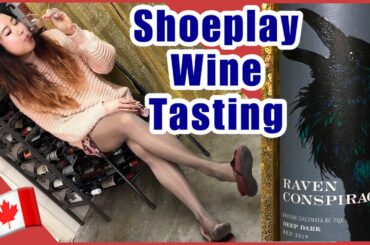 Layered Pantyhose Shoeplay Flats Dangle - Canadian Wine Tasting in Shoe Dangling Nylons