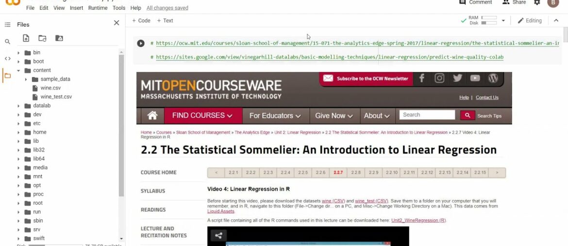 Predicting Wine Price and Quality in Google Colab R Notenbook