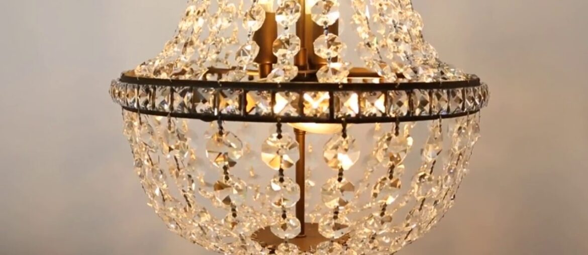 REVIEW 6-Light Crystal Chandelier Pendant Light, 13.5 inch French Empire Ceiling Light