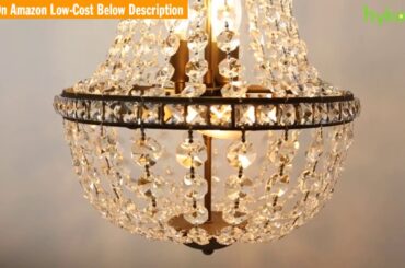 REVIEW 6-Light Crystal Chandelier Pendant Light, 13.5 inch French Empire Ceiling Light
