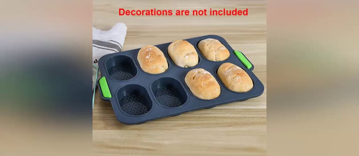 Best 8 Cavity Baking Bread Mold Silicone Toast Moulds Home Cake Food Grade French Bread Biscuit Mol