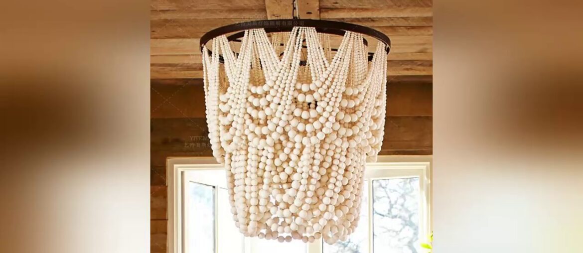 #Wholesale French wood bead chandelier vintage wooden lighting foyer dining nordic chandelier light
