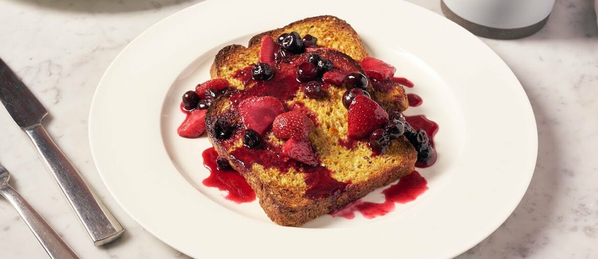 Sheet Pan French Toast With Mixed Berry Sauce (Healthy Recipes) | MyFitnessPal