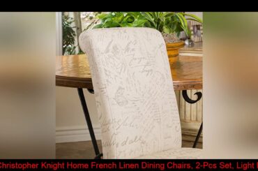 Christopher Knight Home French Linen Dining Chairs, 2-Pcs Set, Light Brown Embroidery
