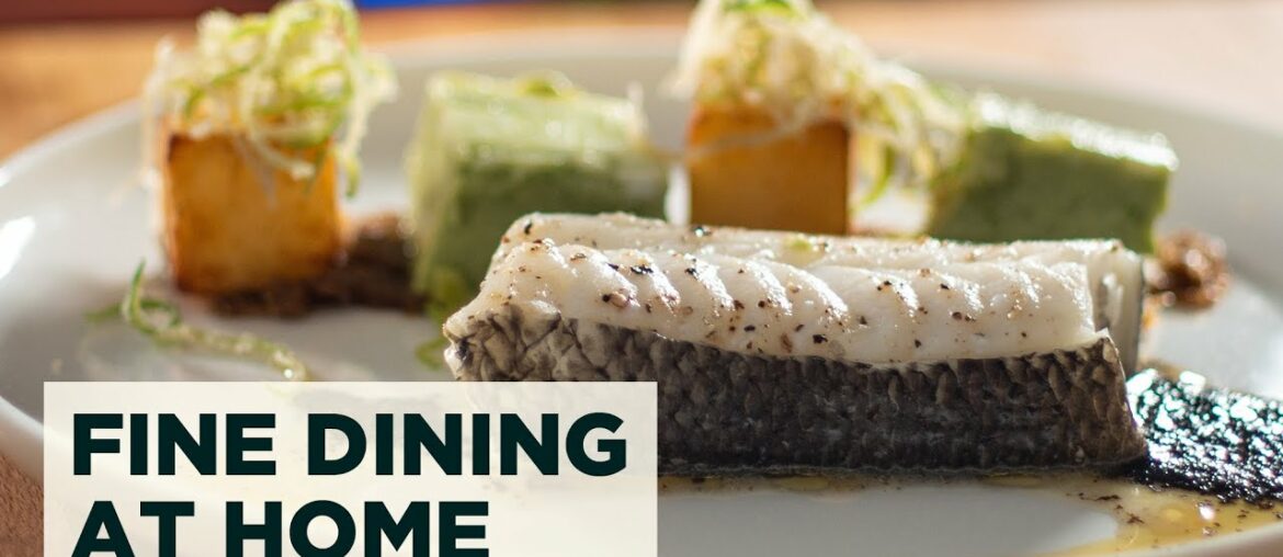 Restaurant Food at Home - Bass en Papillote with Confit Potatoes and Leek Royale