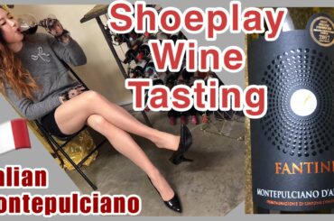 High Heels Dangle - Italian Wine Tasting in Pantyhose Lace Gloves, Shoeplay, Nylons