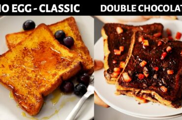 Eggless French Toast (10 Min) Recipes - Classic Vanilla & Chocolate - CookingShooking Cafe Style