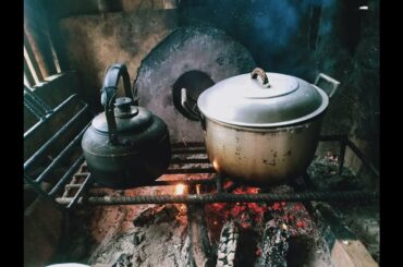 Delicious fried rice with drops of red wine on it together with parsley leaves