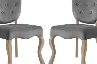 Modway Array French Vintage Tufted Performance Velvet Two Dining Chairs in Gray