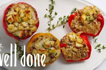 How To Make French Onion Stuffed Bell Peppers | Recipes | Well Done