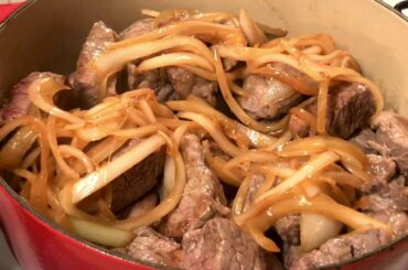 BEEF IN RED WINE SAUCE / easy 15 min. recipe