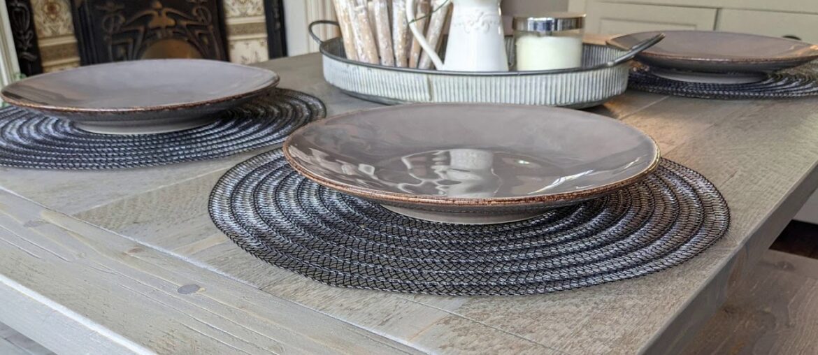 French Grey Rustic Table & Bench Set