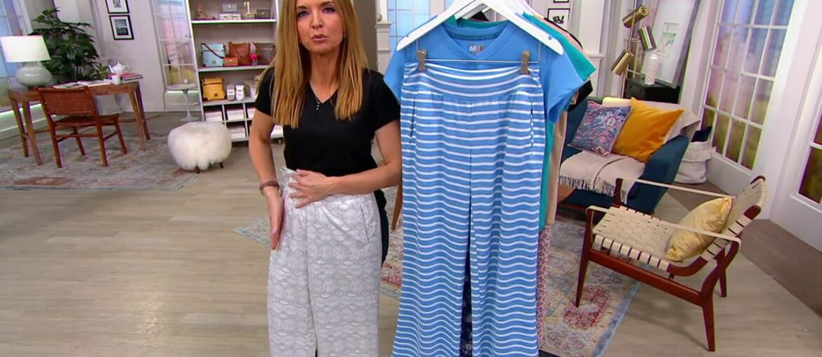 MUK LUKS French Terry V-Neck Tee and Pant Lounge Set on QVC MUK LUKS French Terry V-Neck Tee and Pant Lounge Set on QVC