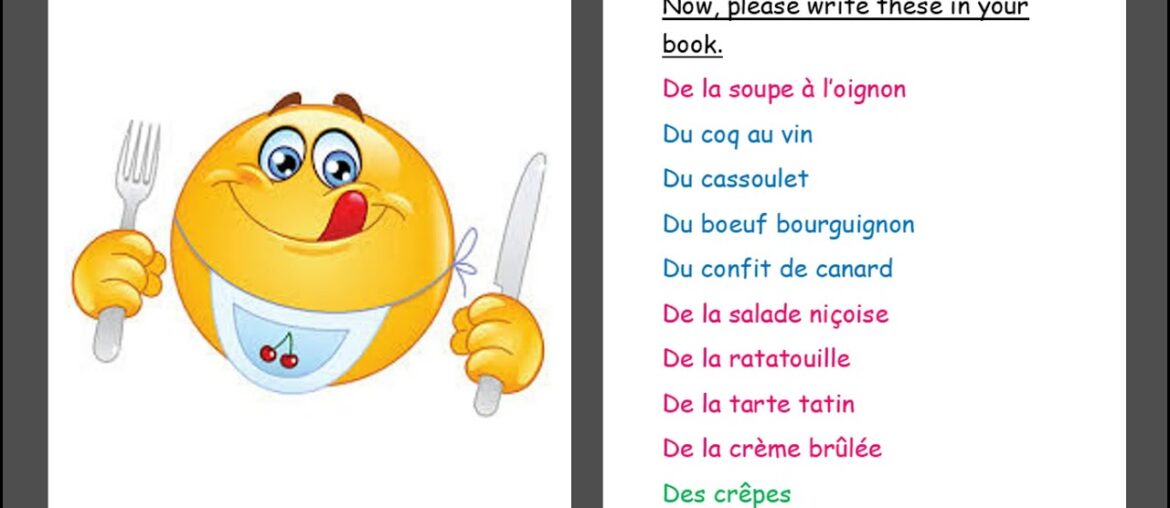 Year 7 French dishes