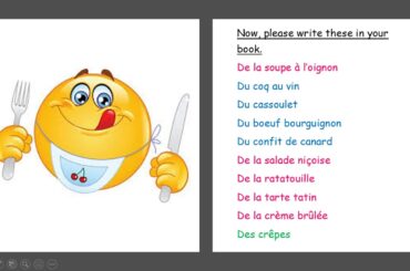 Year 7 French dishes