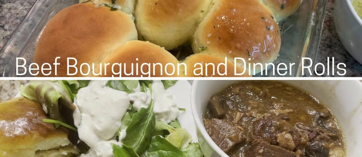 Beef Bourguignon (French Beef Stew) | Dinner Rolls | Salad