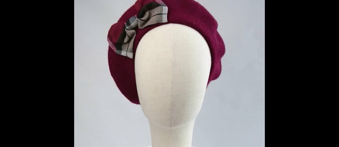 Wine Red Beret with Wine Black Tartan Bow