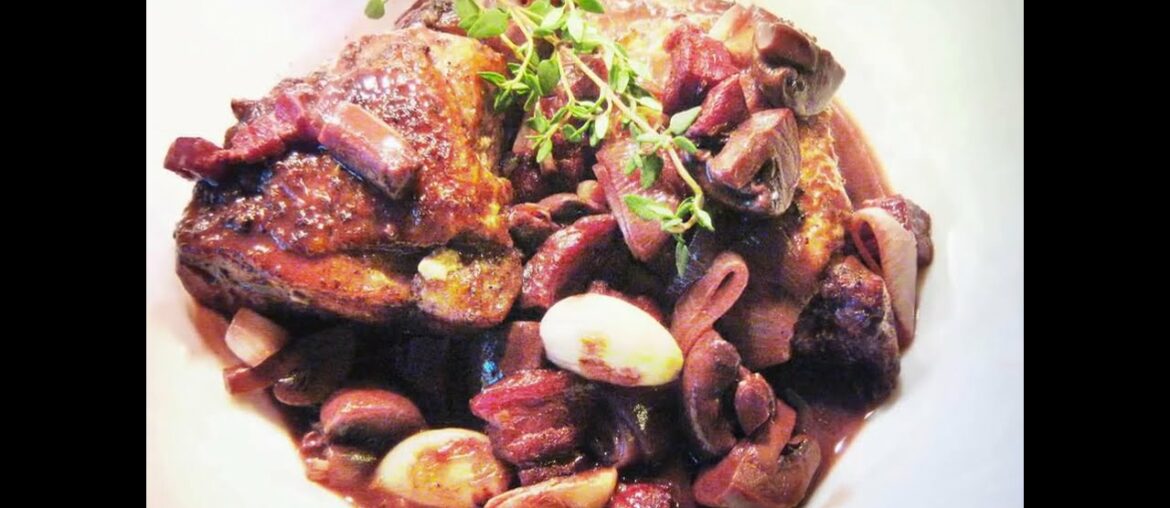 075  COQ AU VIN - Classic French Chicken in Red Wine Dish / Professional Restaurant Recipe