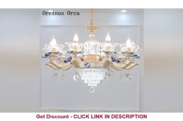 Deals European blue painted ceramic chandelier villa living room dining room bedroom French luxury