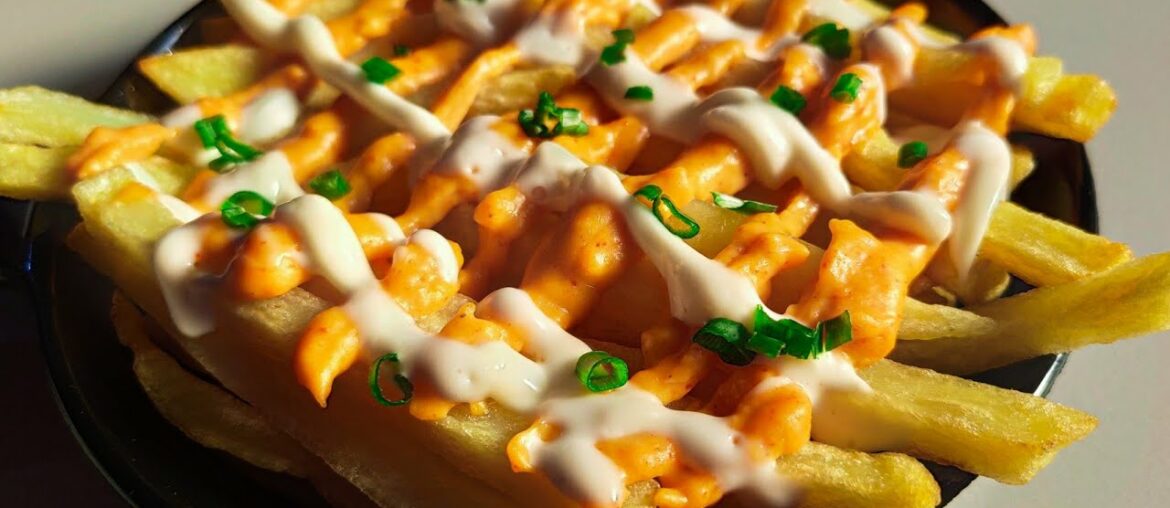 Home made French fries with cheese sauce recipe | Cheesy French fries recipe