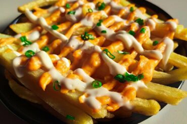 Home made French fries with cheese sauce recipe | Cheesy French fries recipe
