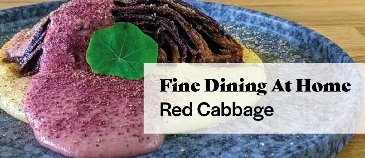 Fine Dining at Home - Red Cabbage, Pommes Aligot, Gherkin Juice Sabayon, Bonito Fake Bacon [Recipe]