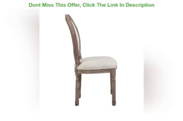 Limited Stock Modway Emanate French Vintage Upholstered Fabric Dining Side Chair in Beige
