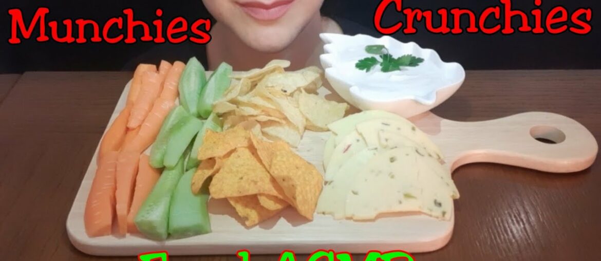 ASMR :Eating Crunchies&Munchies| cheese jalapeno+Nachos+French cheese+dip+Salad |Mukbang |Food ASMR