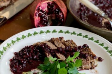 Steak au Poivre in a Pomegranate Port Wine Reduction