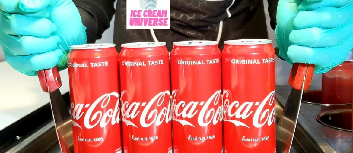 EP 162 ASMR Coca Cola Ice Cream Roll  how to make ice cream with real Coca Cola Coke   recipe and tu