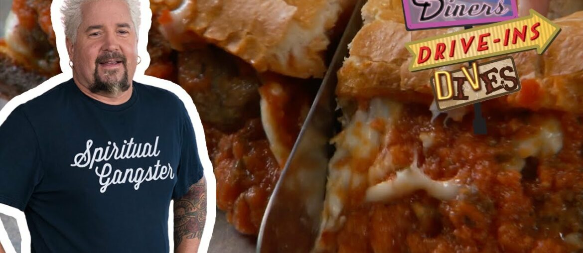 Guy Fieri Eats an Italian Meatball Sub | Diners, Drive-Ins and Dives | Food Network Guy Fieri Eats an Italian Meatball Sub | Diners, Drive-Ins and Dives | Food Network