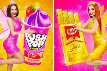 GOLD Girl VS PINK Girl Challenge! | Everything in Only One Color All Day! Food Battle by RATATA