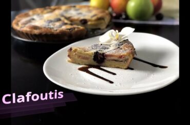 Peach & Cherry Clafoutis. Simple French recipe