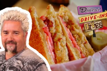 Guy Fieri Tries CRAB CAKE Grilled Cheese | Diners, Drive-ins and Dives with Guy Fieri | Food Network