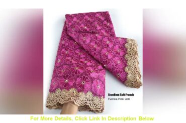 Deal Wine Gold veritable french lace African Swiss tulle lace fabric floral embroidery Nigerian sew