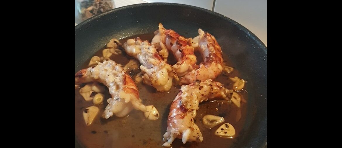 #humer tails in white wine sauce on beef neck steak with homemade french fries