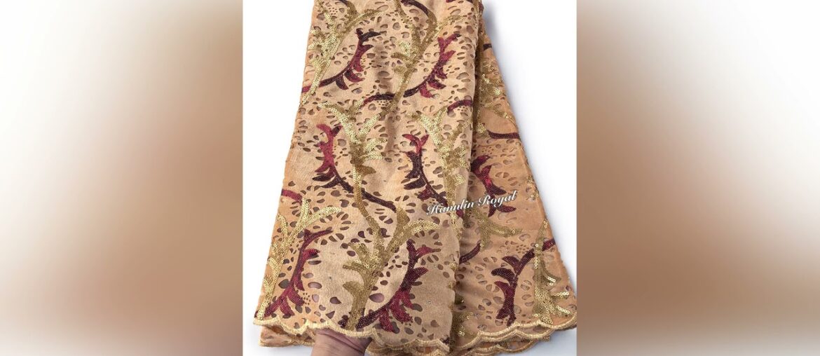 Wholesale 5 yards Wine Gold Handcut Velvet Lace African French Tulle fabric with many Sequins soft