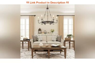 Exclusive LALUZ Dining Room Chandelier, Rustic Hanging Light Fixture, French Country Style for Bedr