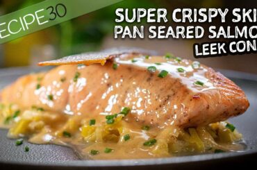 Crispy Skin Pan Seared Salmon with Beurre Blanc